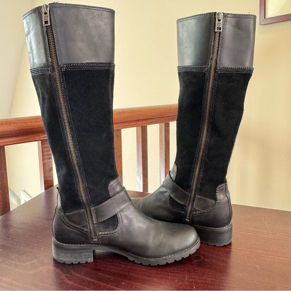 Timberland Bethel Black Leather Suede tall low heeled riding boots 7.5 - Picture 14 of 16